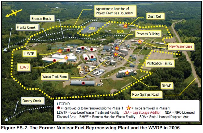West Valley Demonstration Project bounds and facilities to be removed prior to or in Phase 1 decommissioning